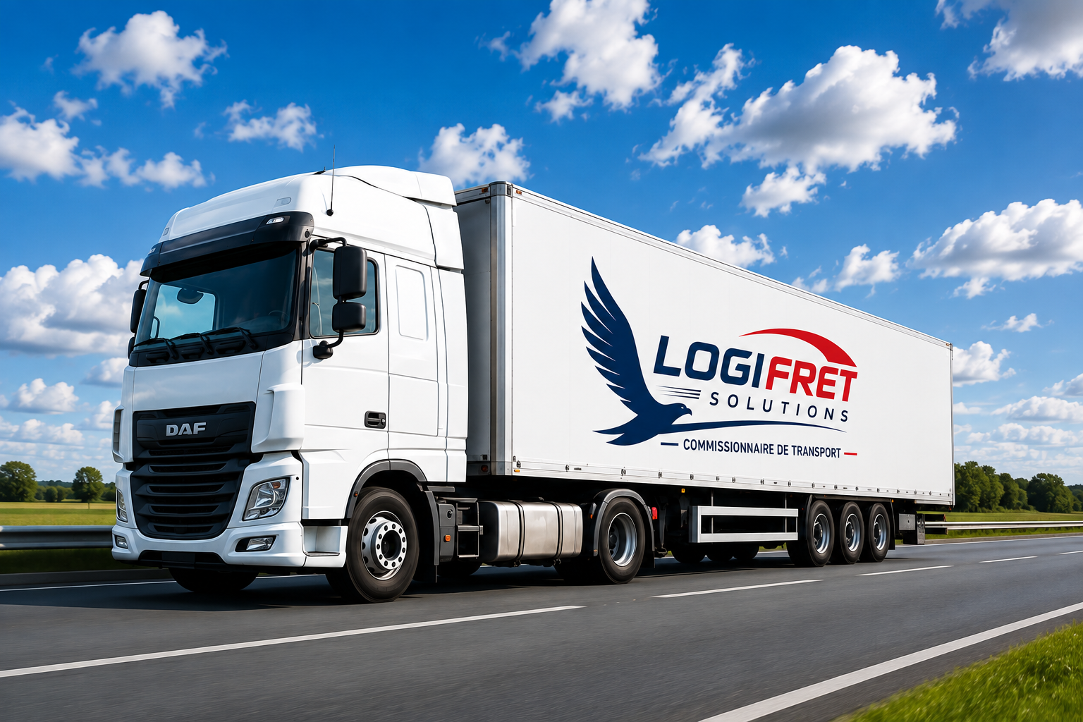 Camion porteur LogiFret Solutions sur autoroute